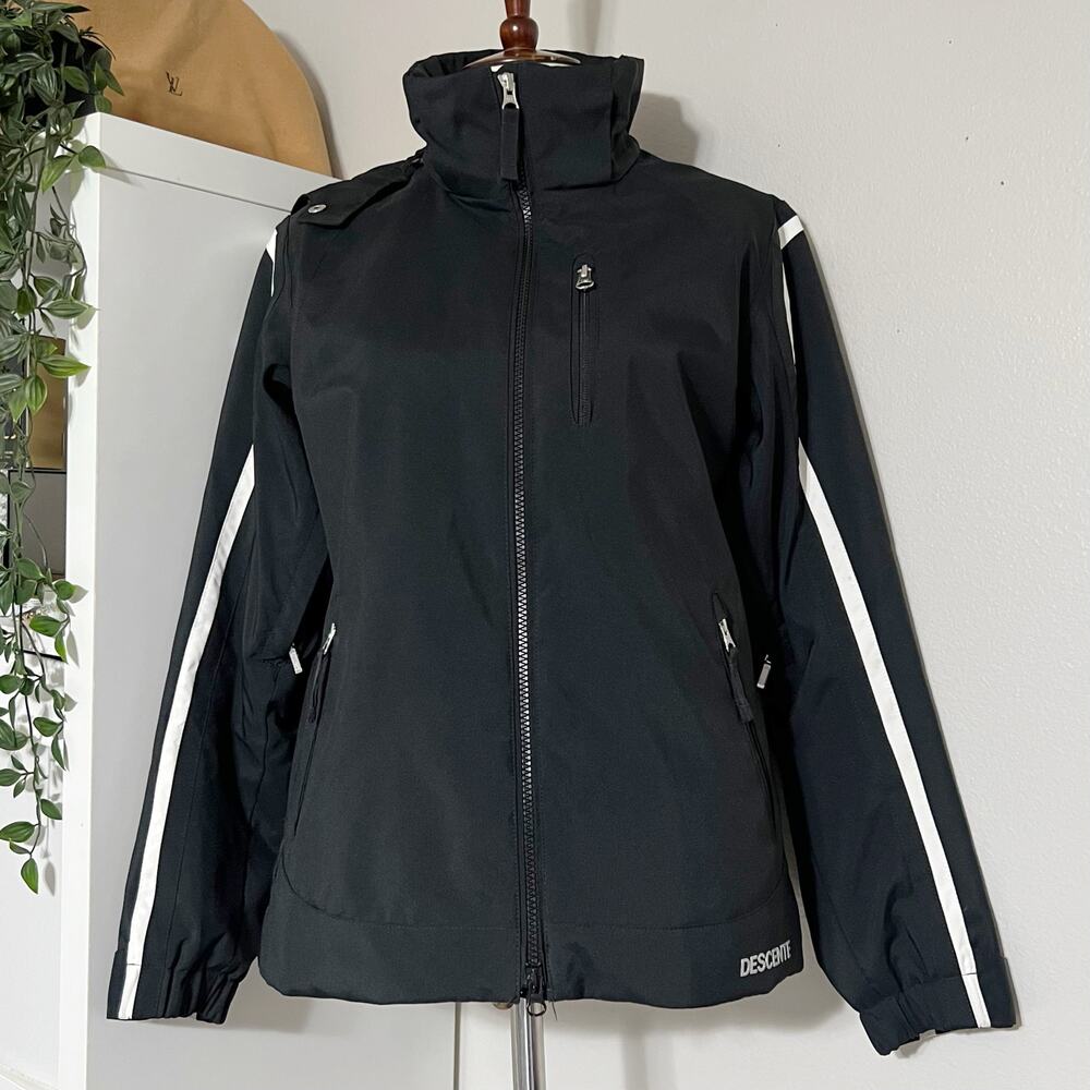 Descente Women's Black‎ White Paddy Long Sleeves Full Zip Ski Jacket Size 8